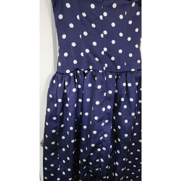 Self-Portrait Polka Dot Satin Midi Dress Sz 0 - Picture 10 of 11